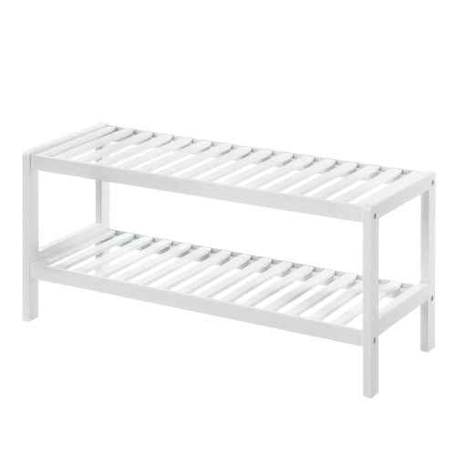 2 stufiges Schuhregal, Schuhablage aus Bambus, Schuh-Organizer