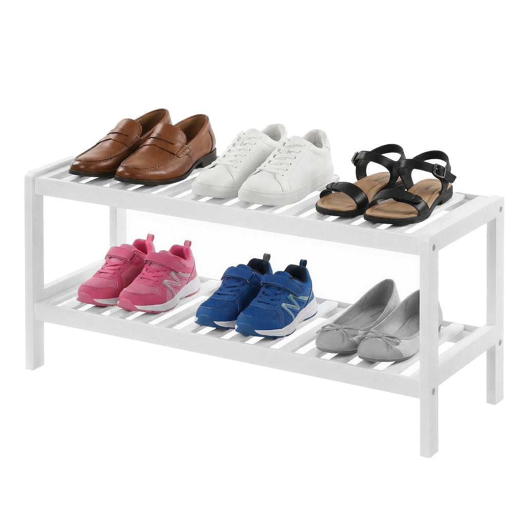2 stufiges Schuhregal, Schuhablage aus Bambus, Schuh-Organizer