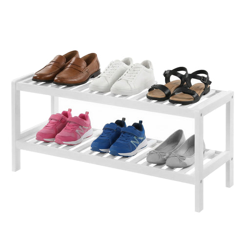 2 stufiges Schuhregal, Schuhablage aus Bambus, Schuh-Organizer