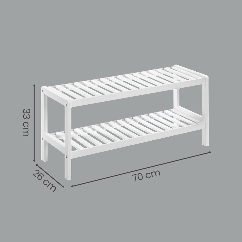 2 stufiges Schuhregal, Schuhablage aus Bambus, Schuh-Organizer