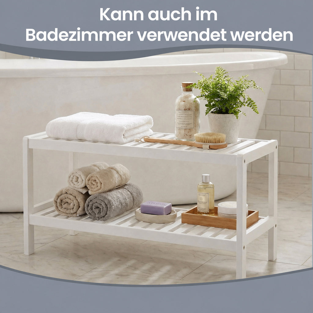 2 stufiges Schuhregal, Schuhablage aus Bambus, Schuh-Organizer