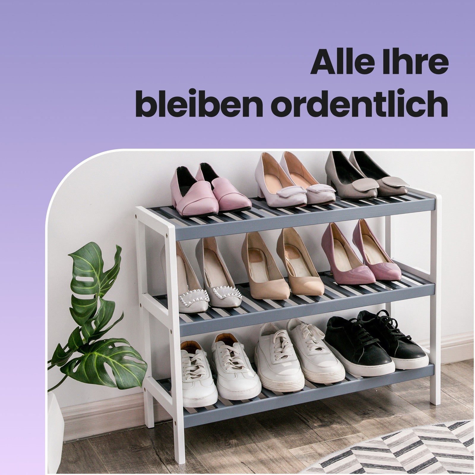 Schuhregal aus Bambus mit 3 Ebenen