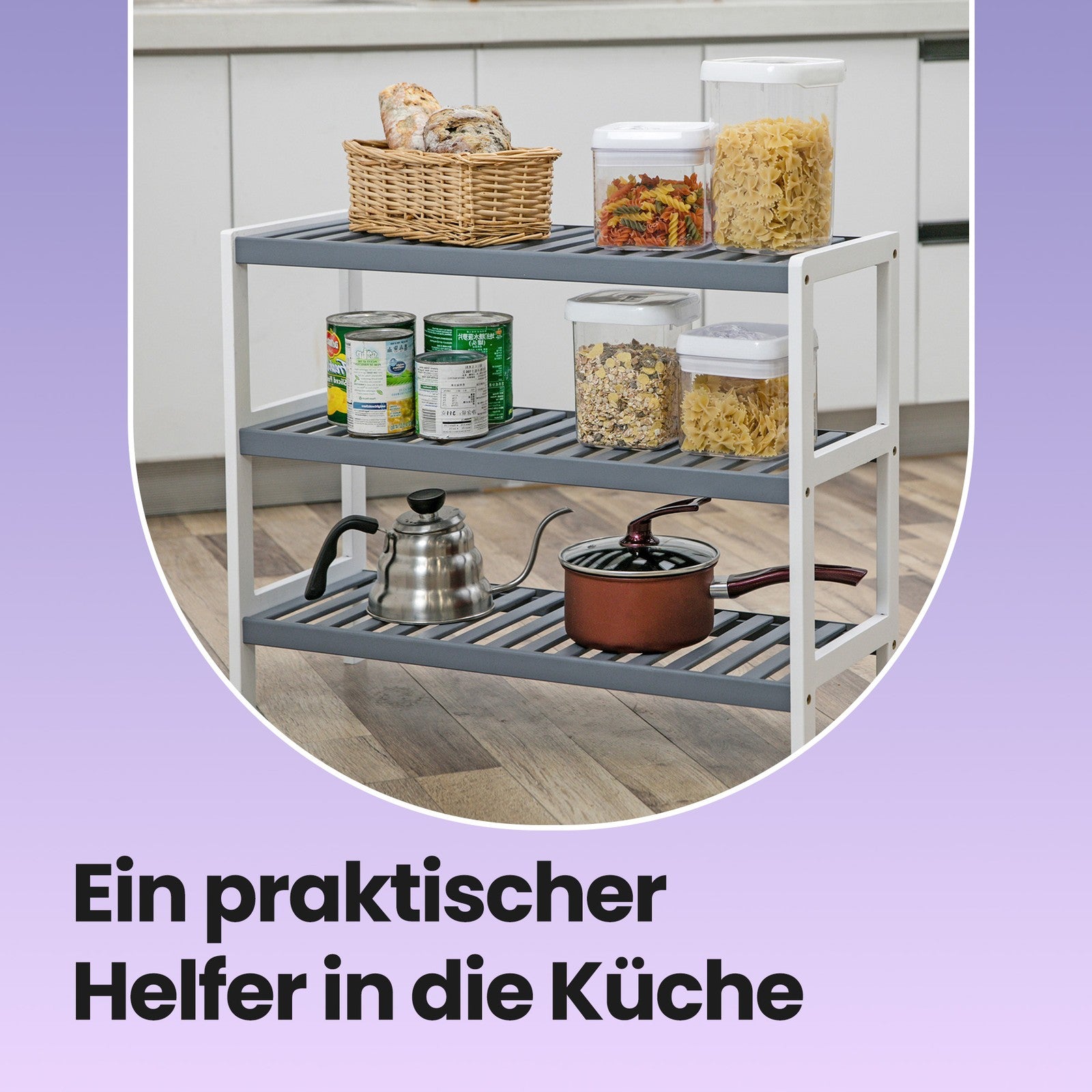 Schuhregal aus Bambus mit 3 Ebenen