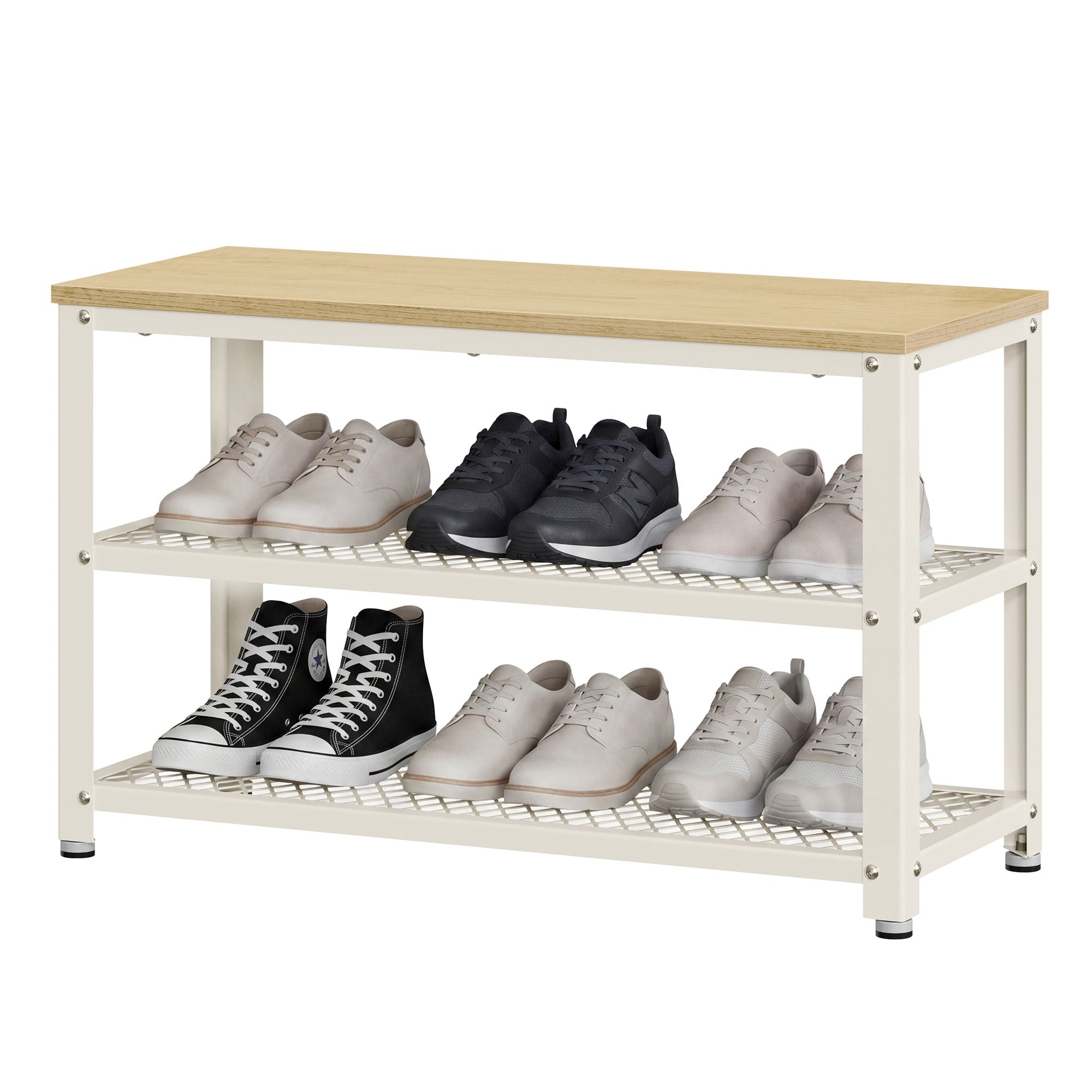 Schuhbank mit 2 Gitterablagen, Schuhregal, 30 x 73 x 45 cm