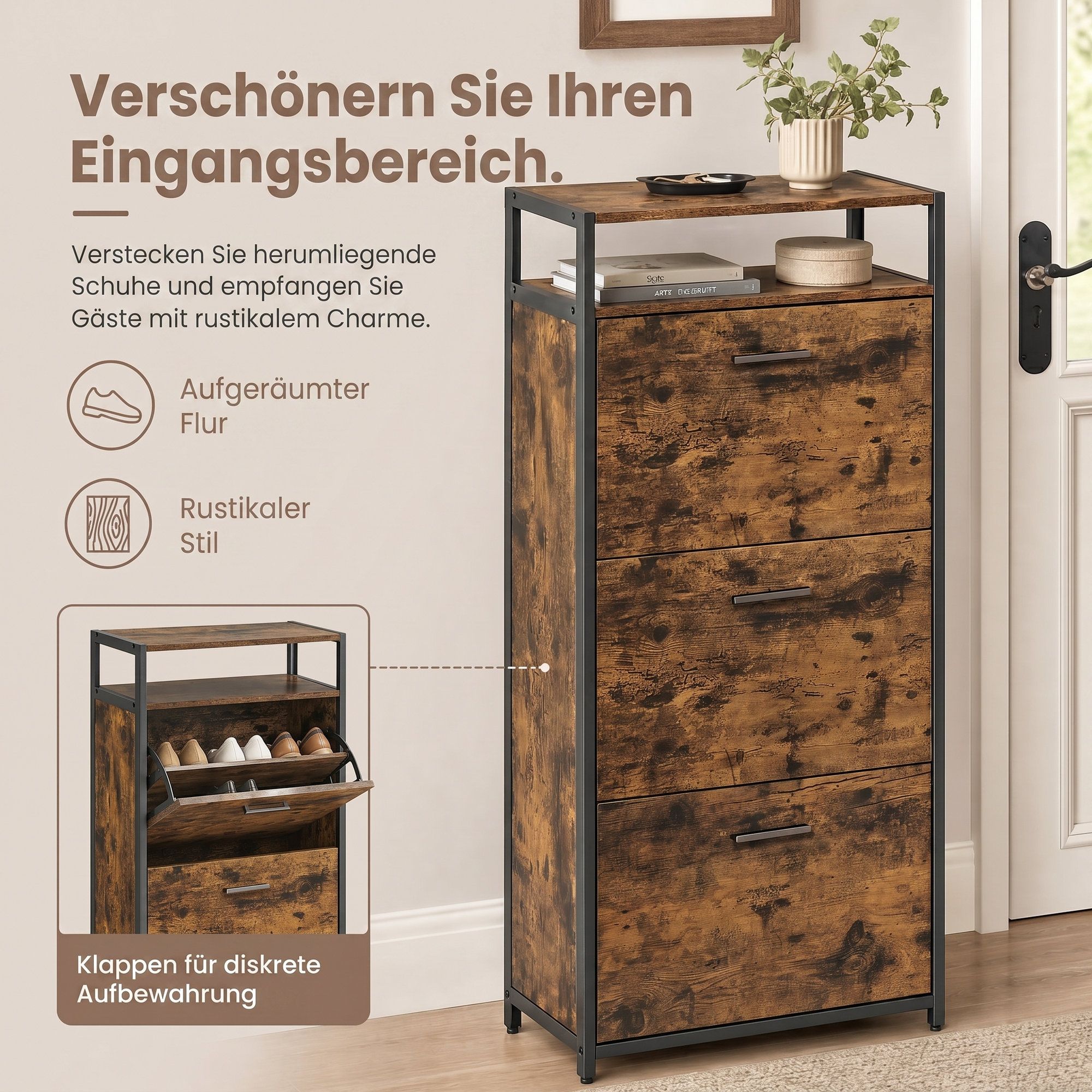 Schuhschrank schmal, Schuhregal, Schuhkipper