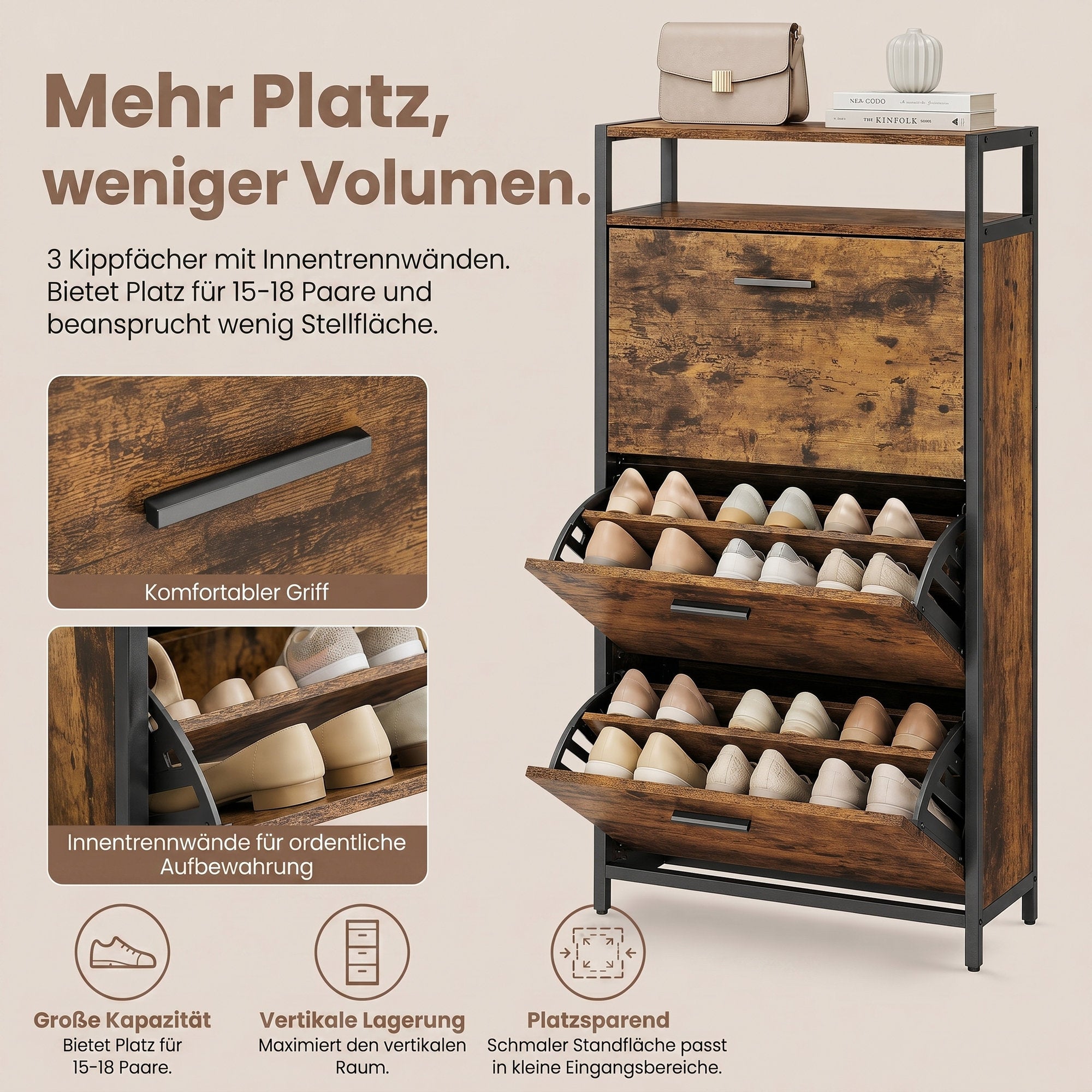 Schuhschrank schmal, Schuhregal, Schuhkipper