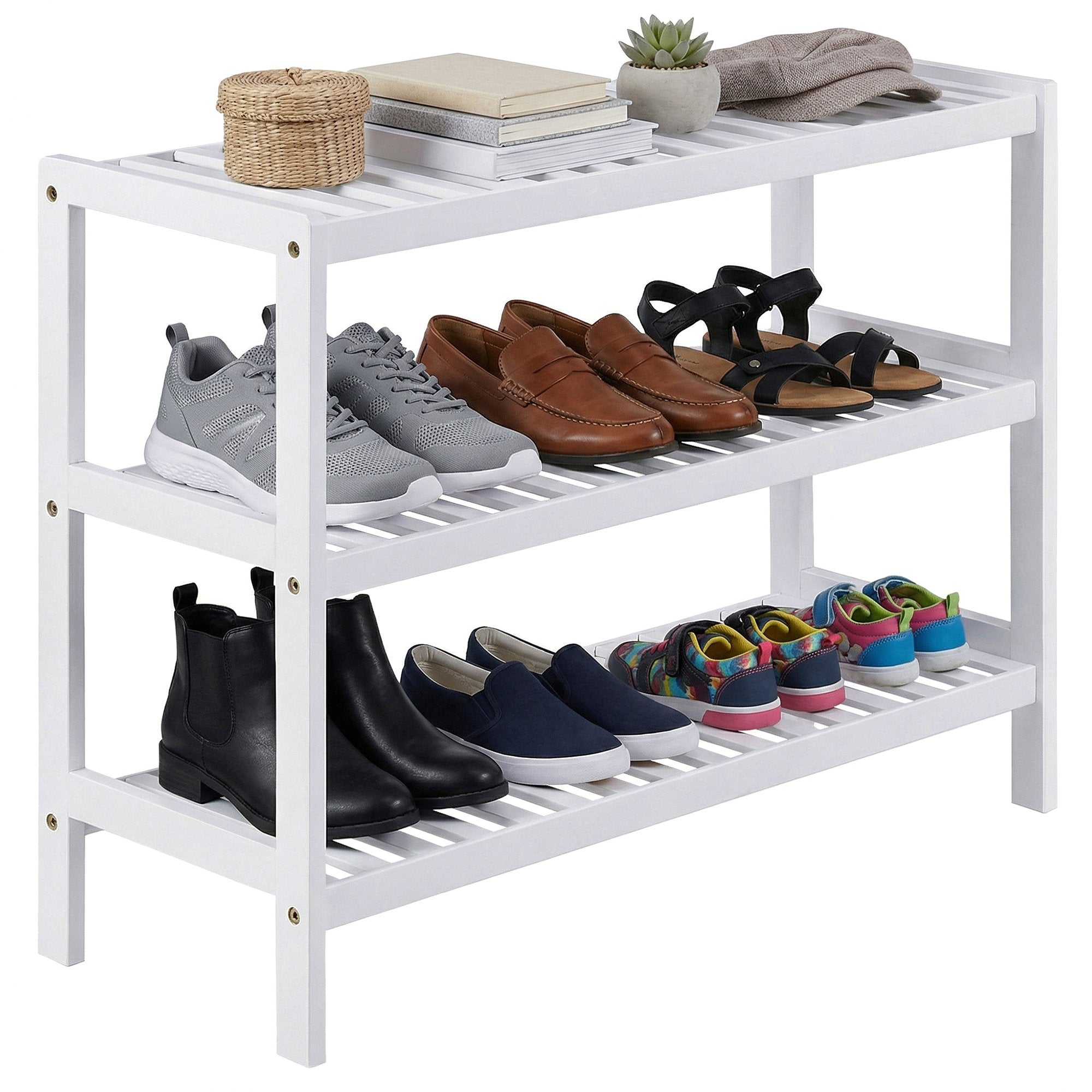 3 stufiges Regal für Schuhe, Schuhablage aus Bambus, Schuh-Organizer