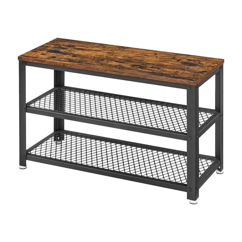 Schuhbank mit 2 Gitterablagen, Schuhregal, 30 x 73 x 45 cm