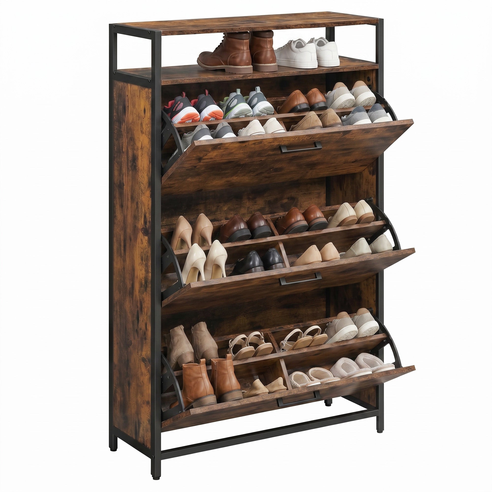 Schuhschrank, Schuhaufbewahrung, mit 3 Klappen