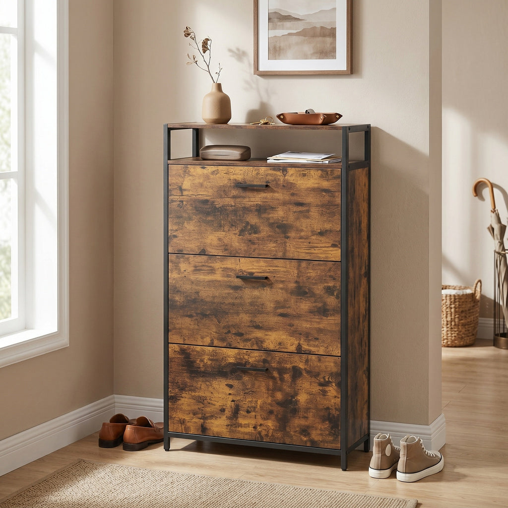 Schuhschrank, Schuhaufbewahrung, mit 3 Klappen