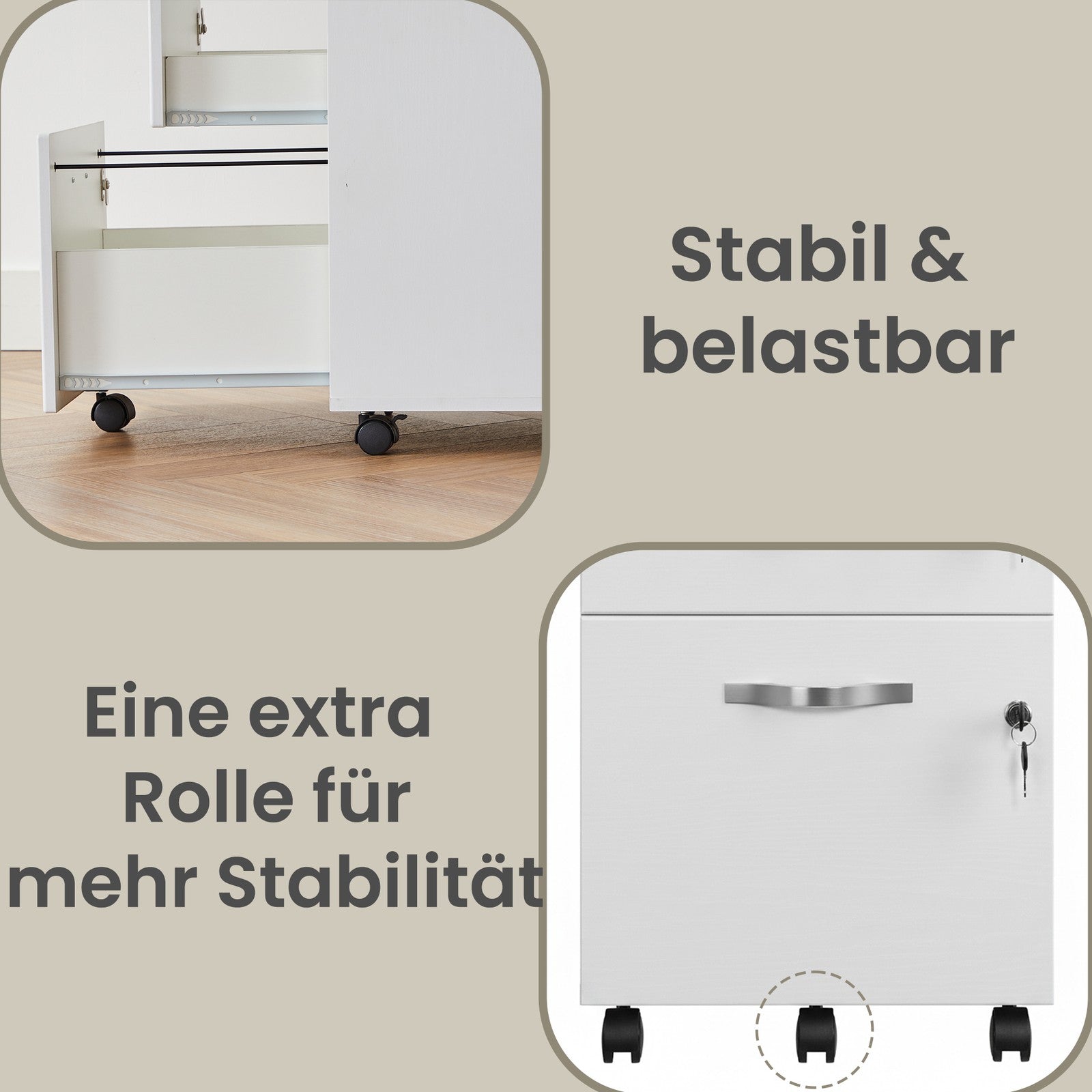 Aktenschrank mit 2 abschließbaren Schubladen, Büro Schubladenschrank, für Arbeitszimmer