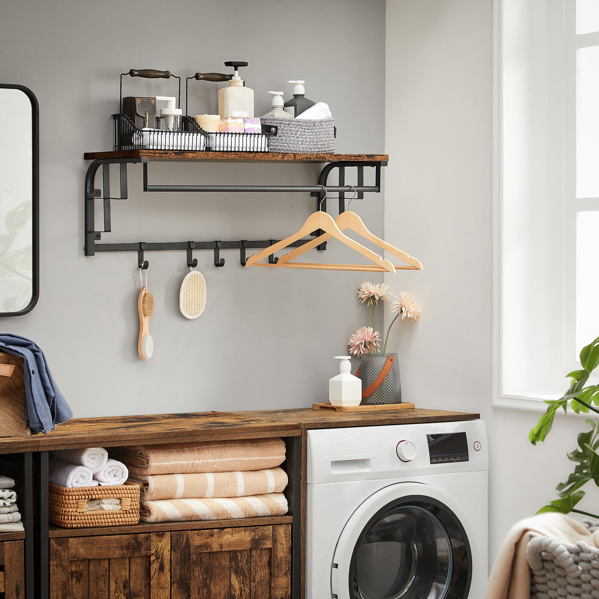 Wandgarderobe mit 5 abnehmbaren Haken