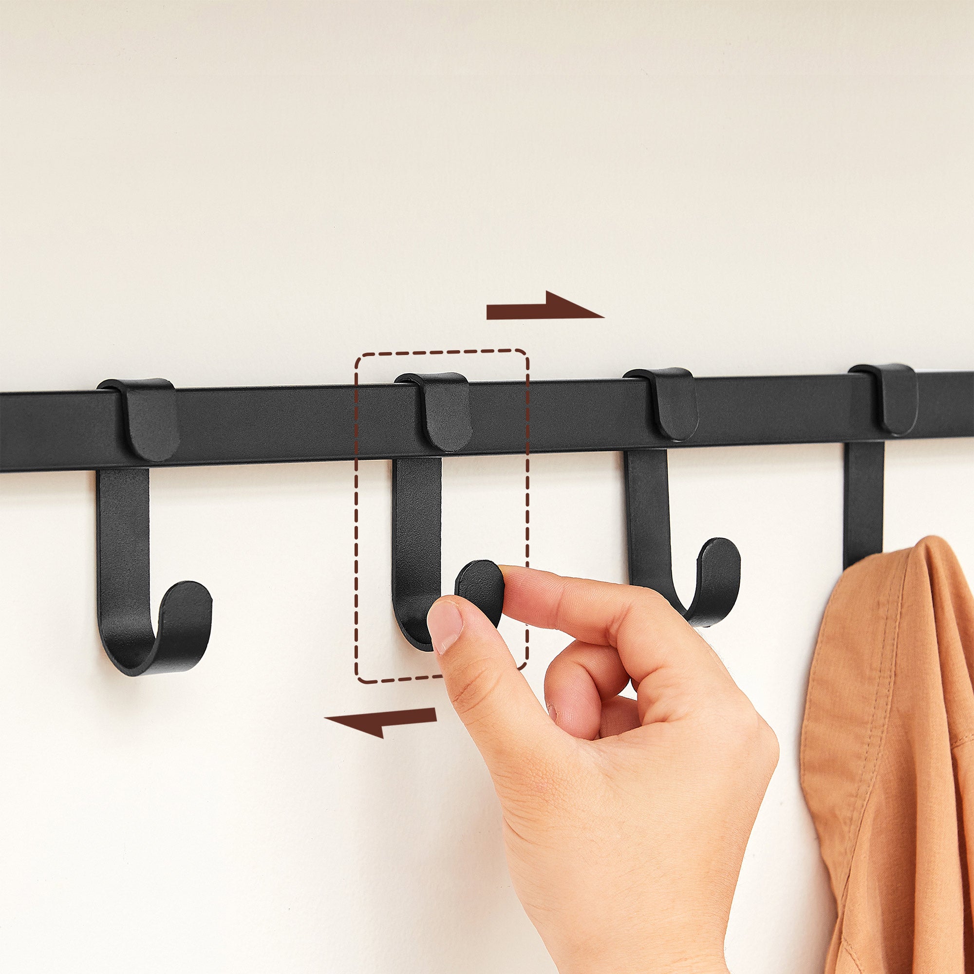 Wandgarderobe mit 5 abnehmbaren Haken