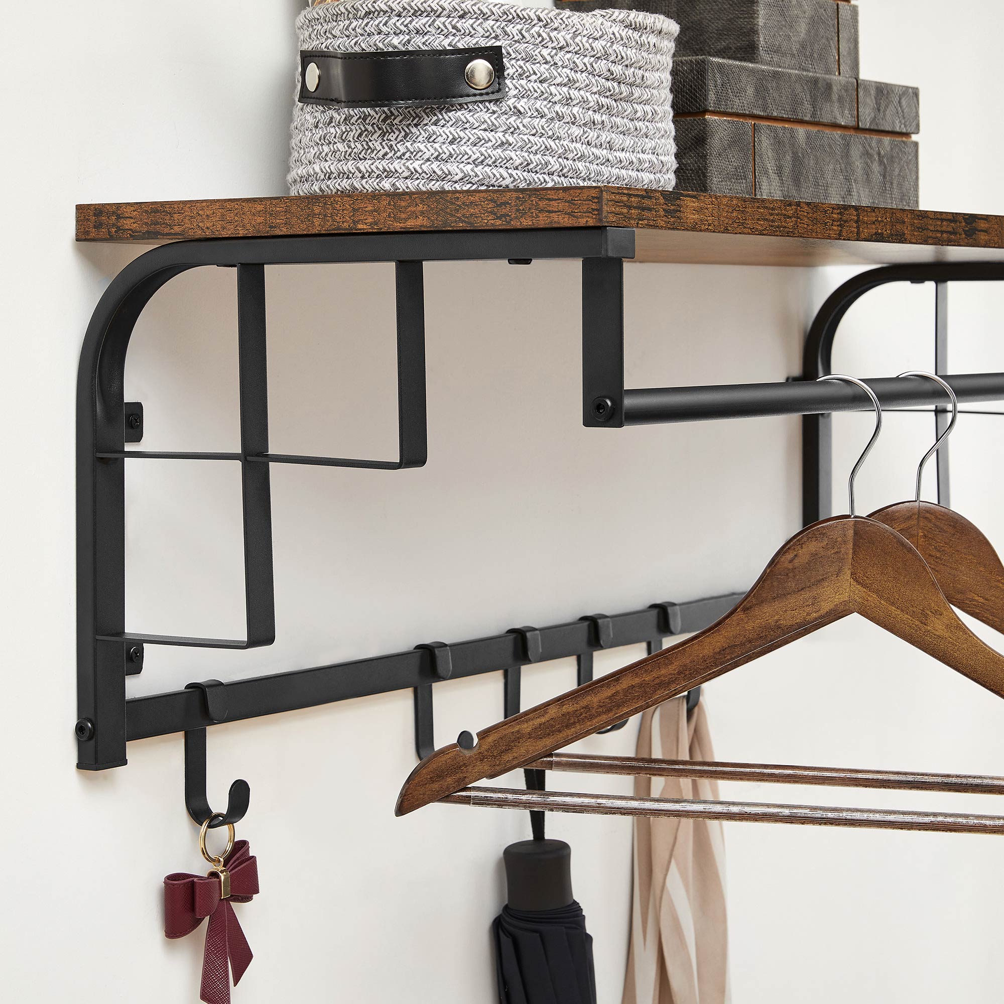 Wandgarderobe mit 5 abnehmbaren Haken