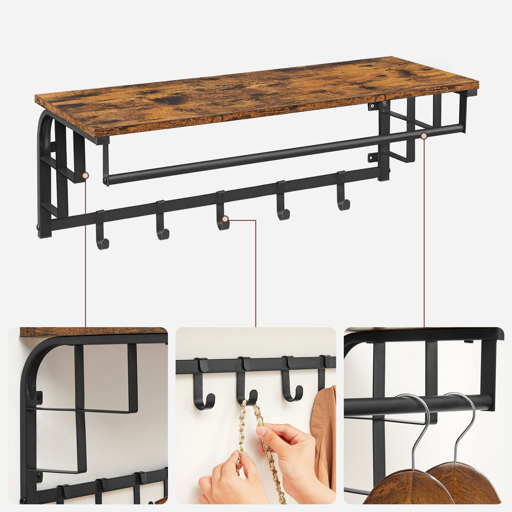 Wandgarderobe mit 5 abnehmbaren Haken