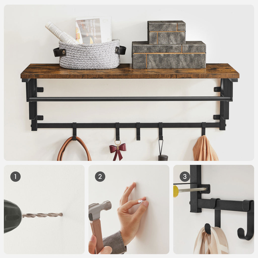 Wandgarderobe mit 5 abnehmbaren Haken