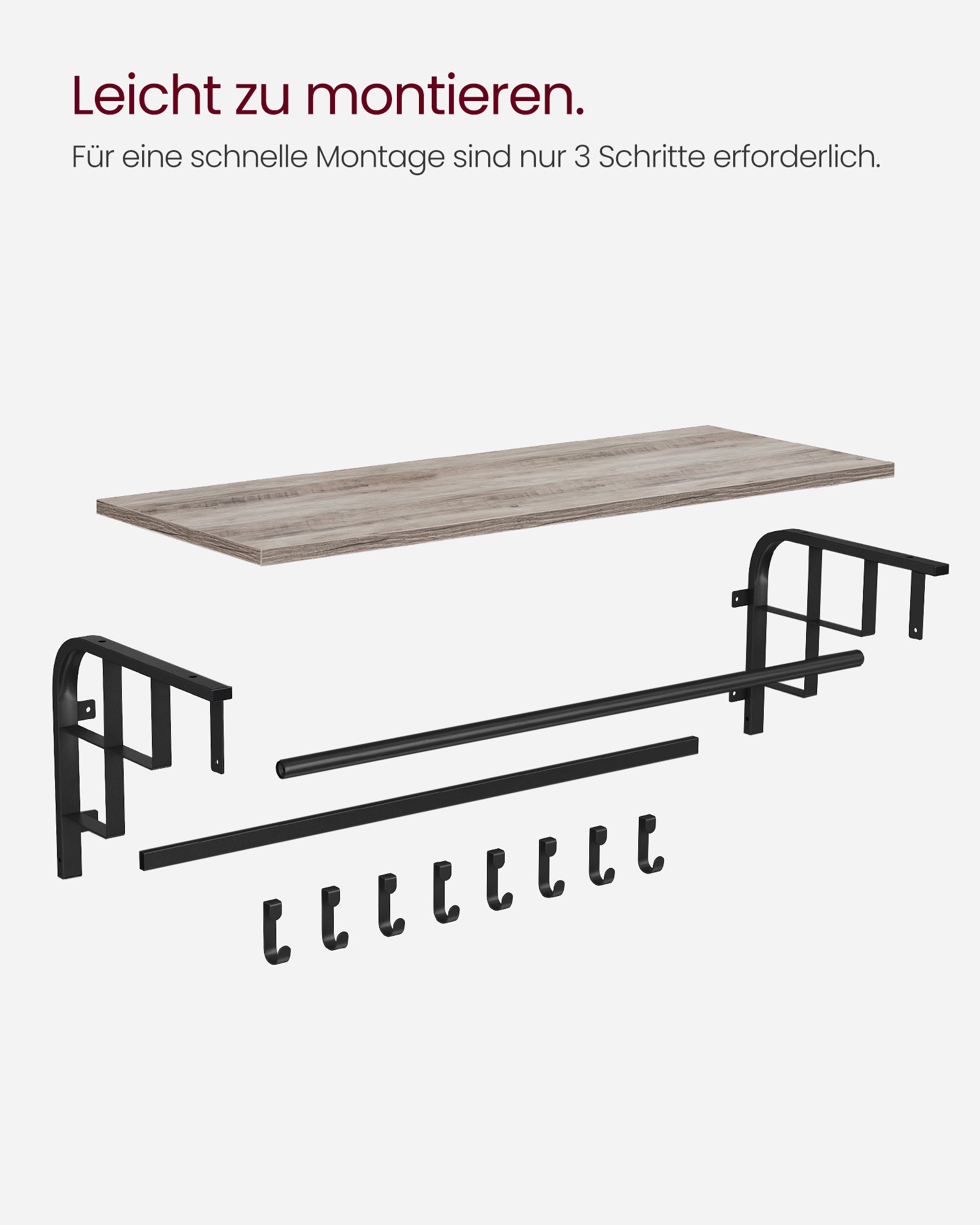 Wandgarderobe mit 5 Haken