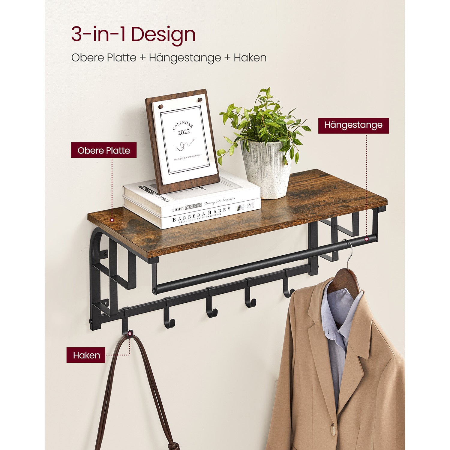 Industrie-Design Wandgarderobe