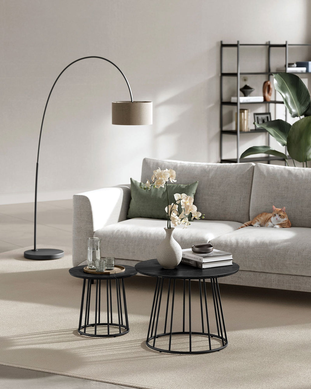 Couchtisch 2er Set mit Stahlgestell ebenholzschwarz