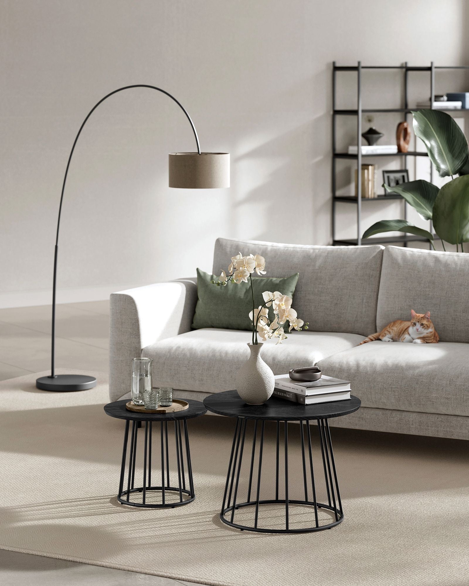 Couchtisch 2er Set mit Stahlgestell ebenholzschwarz