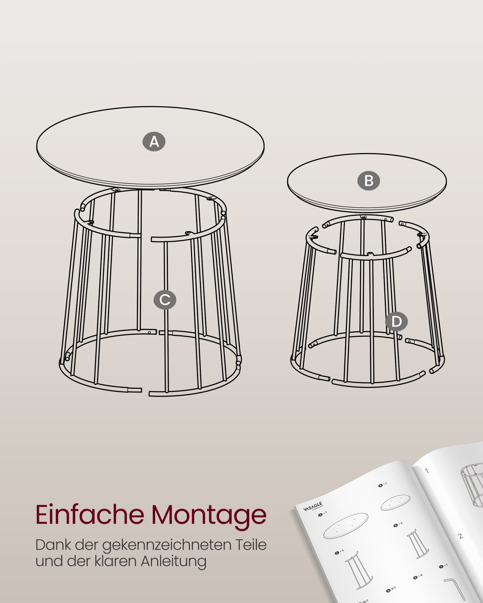 Couchtisch 2er Set mit Stahlgestell ebenholzschwarz