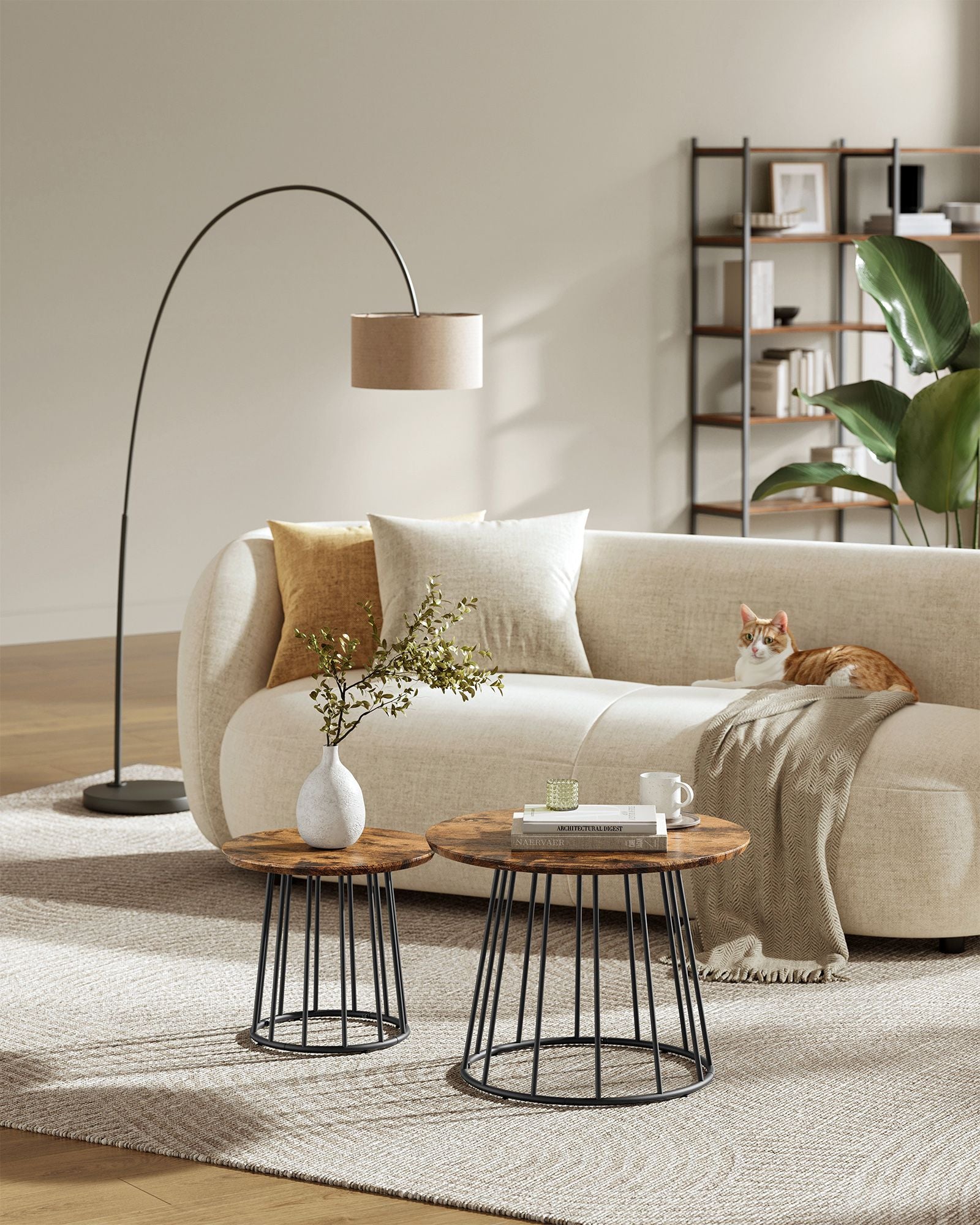Couchtisch 2er Set mit Stahlgestell vintagebraun