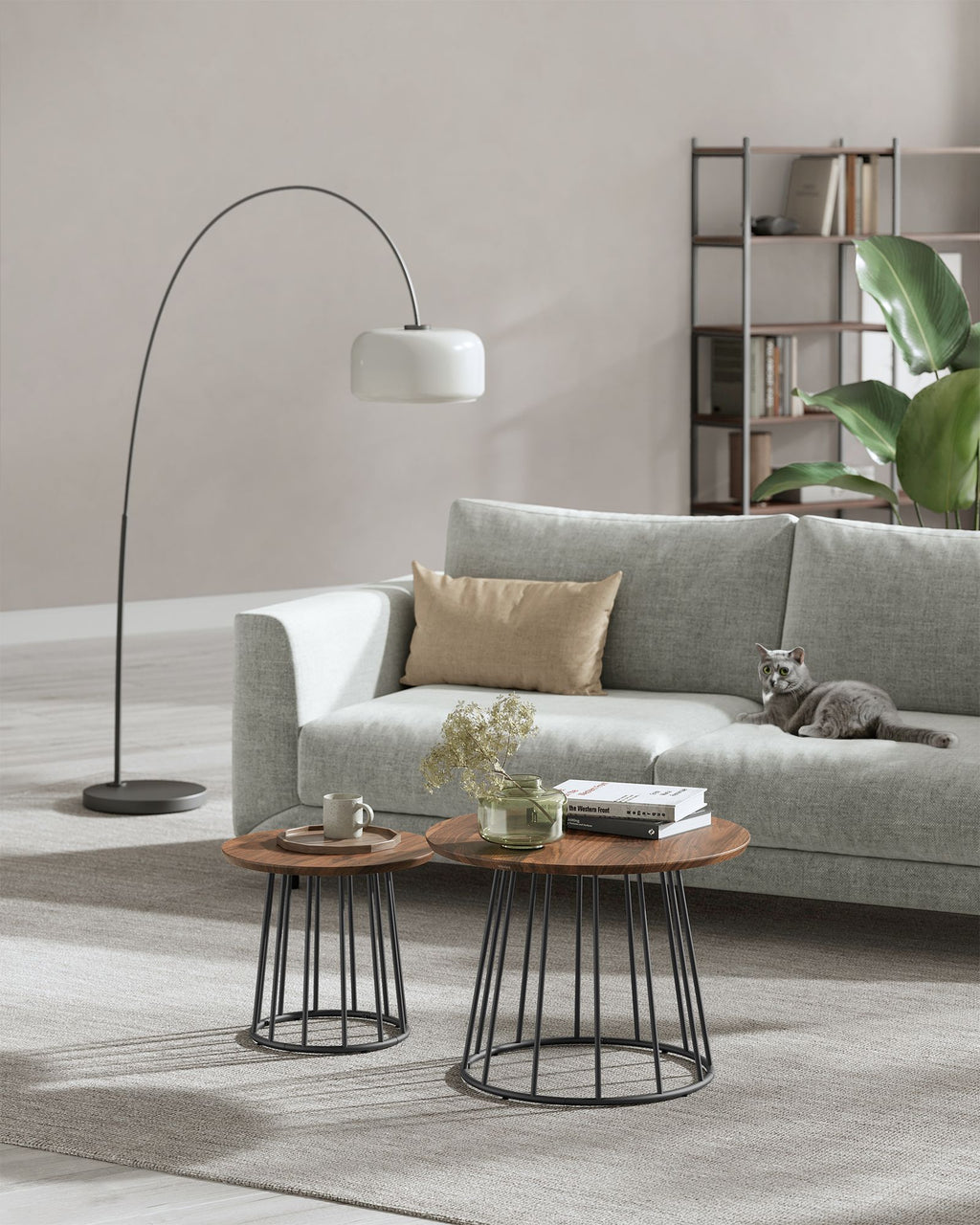 Couchtisch 2er Set mit Stahlgestell naturwalnussfarben