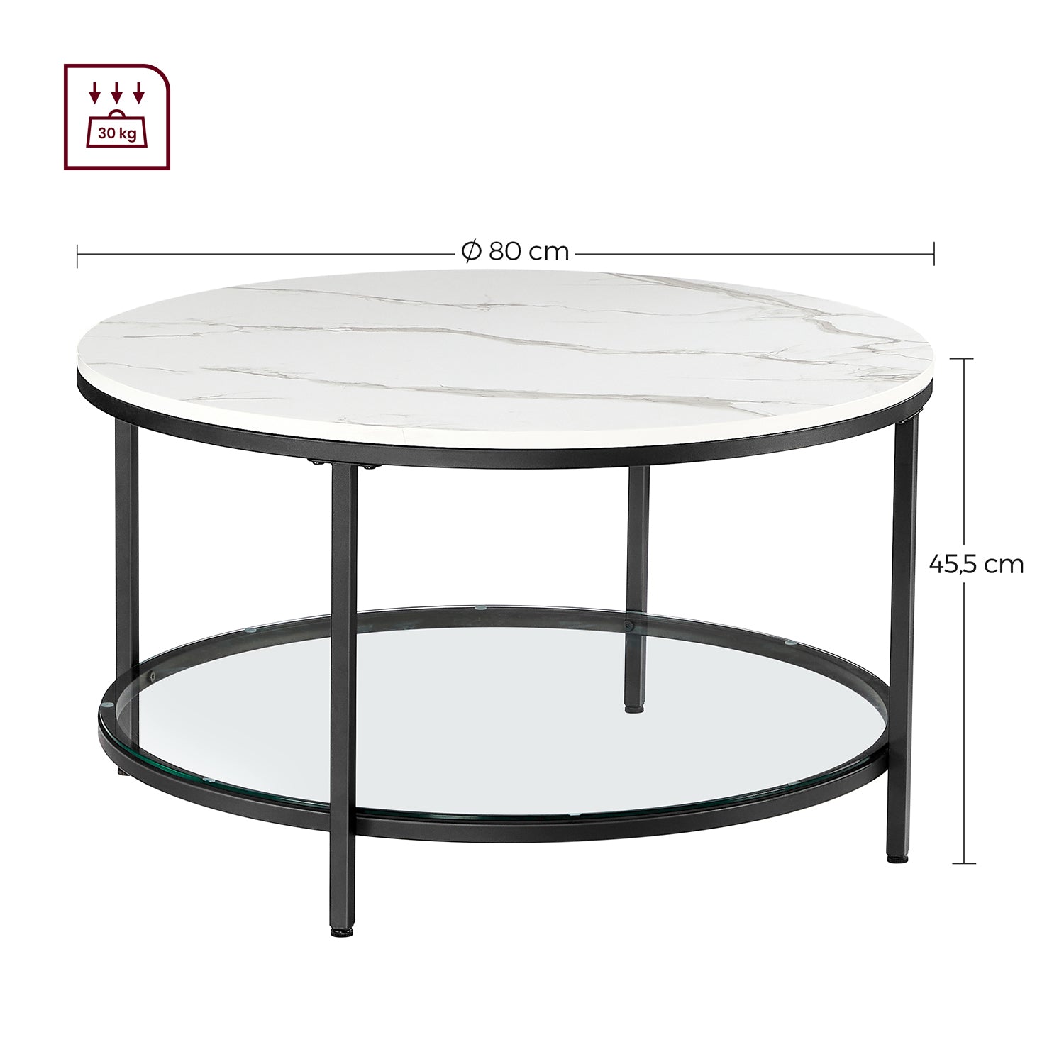 Couchtisch mit 2 Ablagen für Wohnzimmer