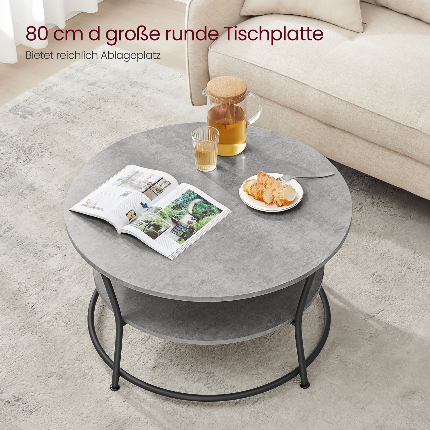 Couchtisch rund mit Ablage Industrie-Design