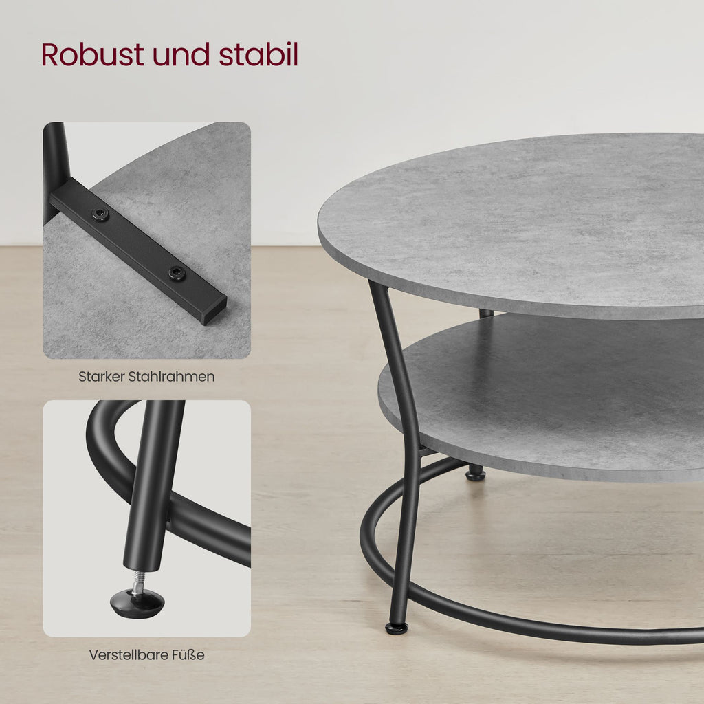Couchtisch rund mit Ablage Industrie-Design