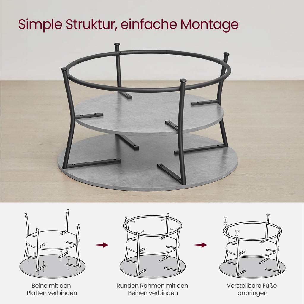 Couchtisch rund mit Ablage Industrie-Design