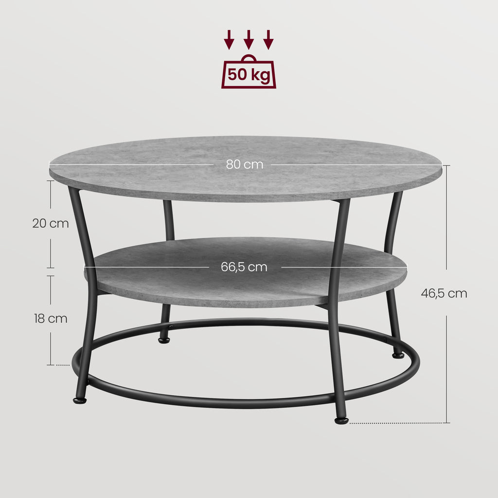 Couchtisch rund mit Ablage Industrie-Design