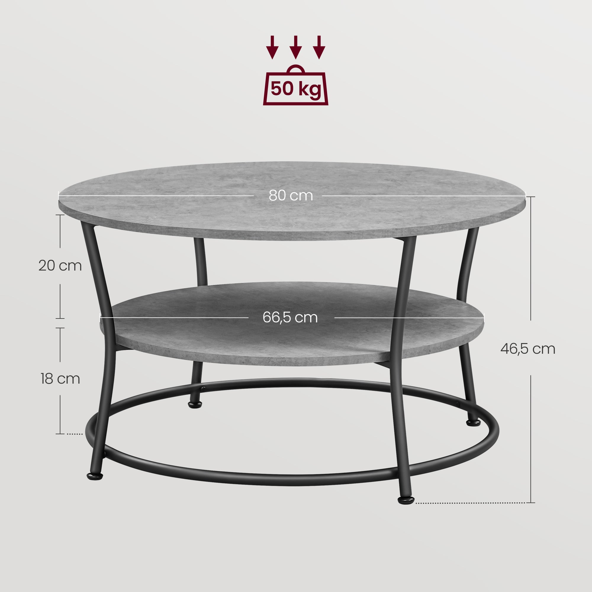 Couchtisch rund mit Ablage Industrie-Design