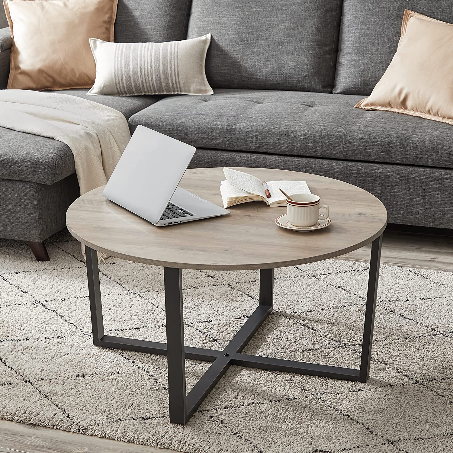 Runder Couchtisch mit Metallrahmen