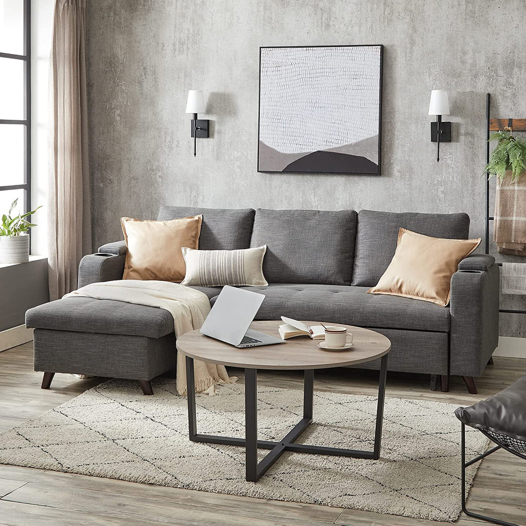 Runder Couchtisch mit Metallrahmen