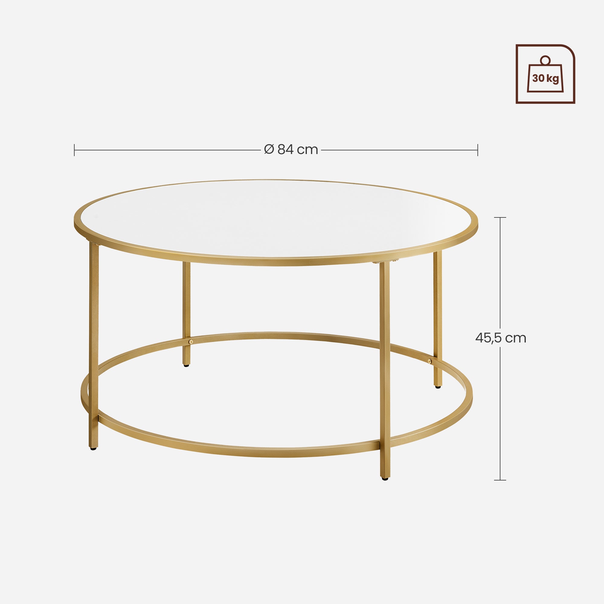 Runder Couchtisch mit Metallrahmen