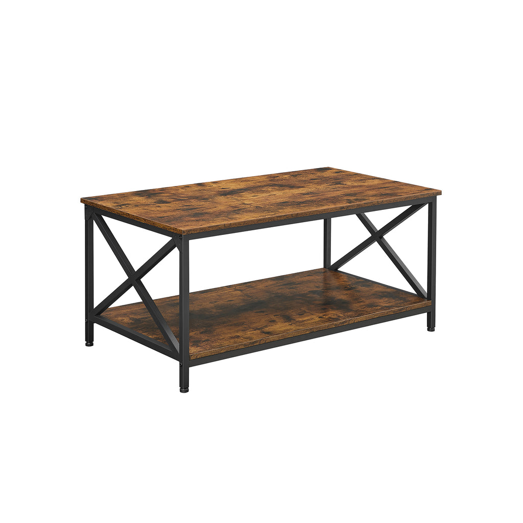 Couchtisch mit Ablage Vintagebraun-Schwarz