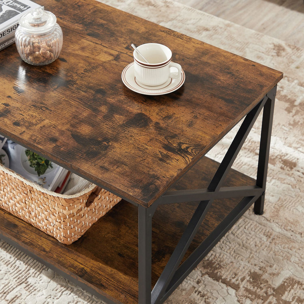 Couchtisch mit Ablage Vintagebraun-Schwarz