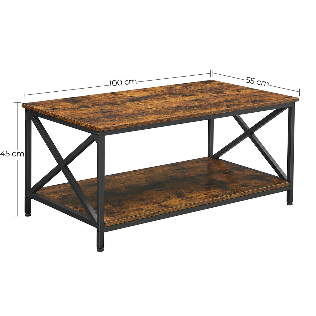 Couchtisch mit Ablage Vintagebraun-Schwarz