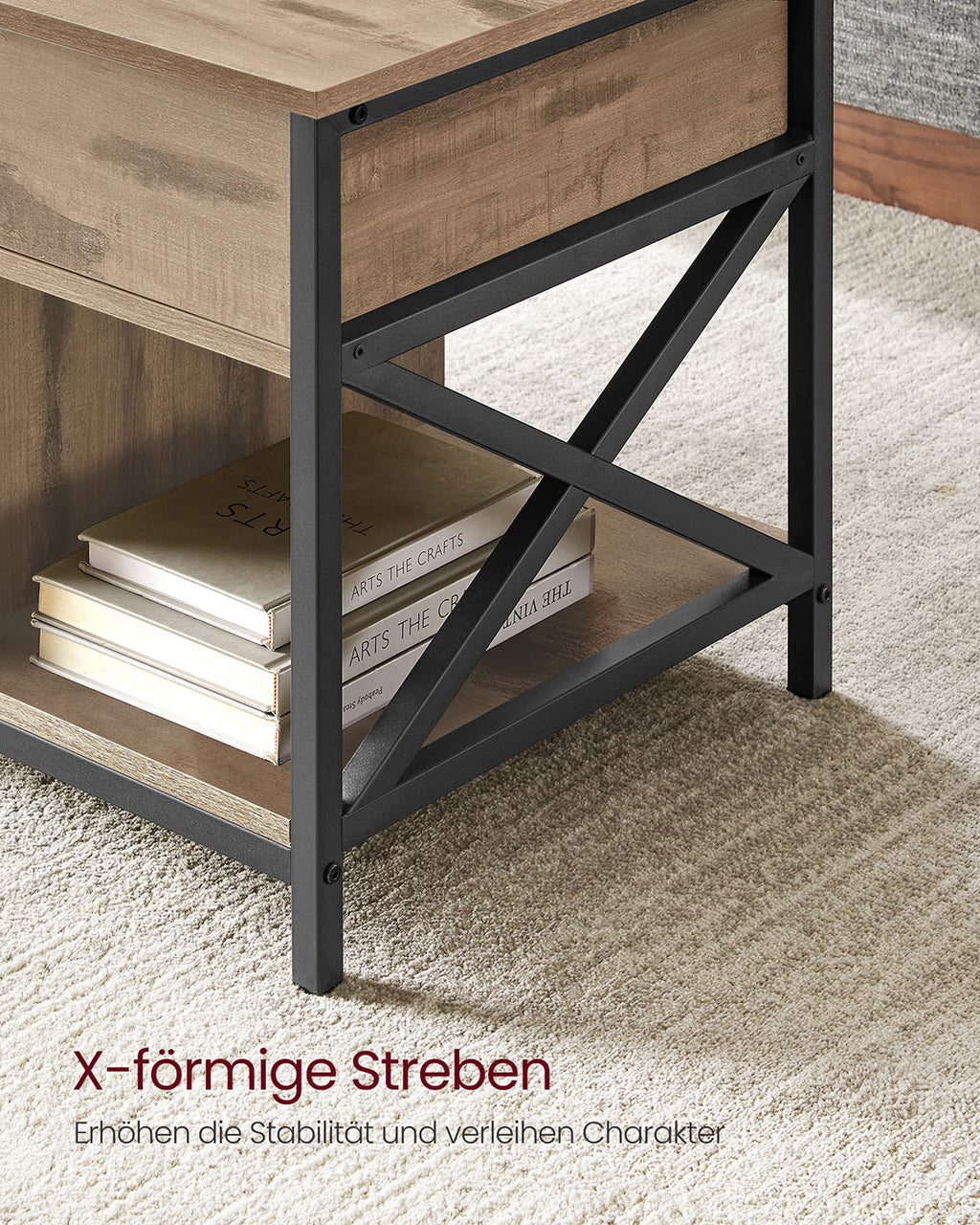 Couchtisch 50 x 100 x (46,5-62) cm kamelbraun-schwarz