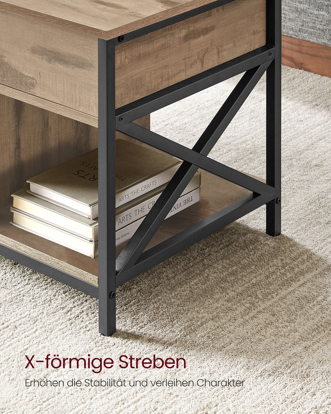 Couchtisch 50 x 100 x (46,5-62) cm kamelbraun-schwarz