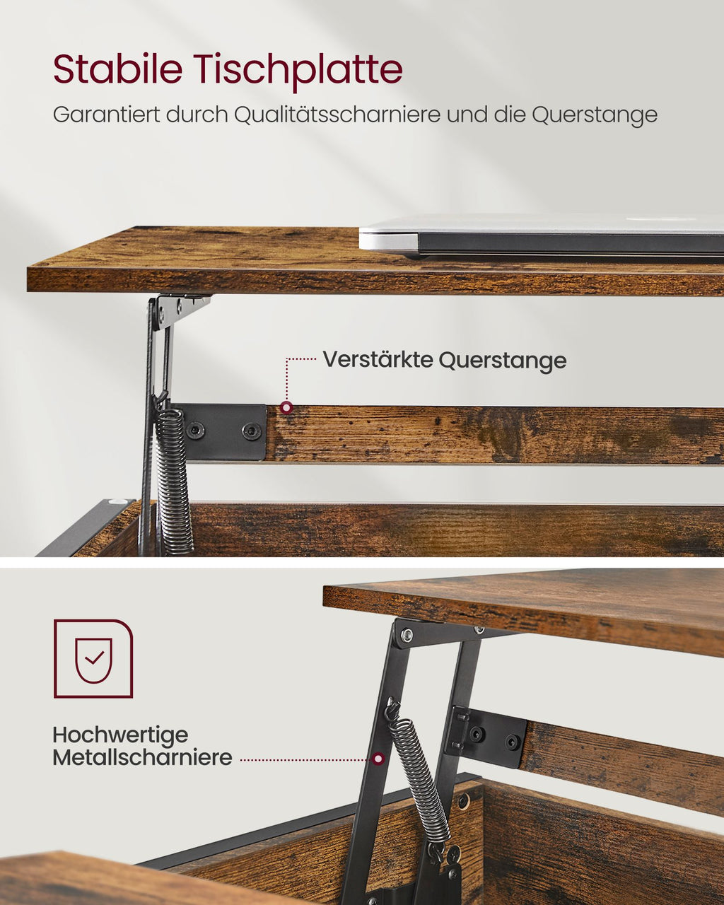 Höhenverstellbarer Kaffeetisch 60 x 100 x (48-62) cm