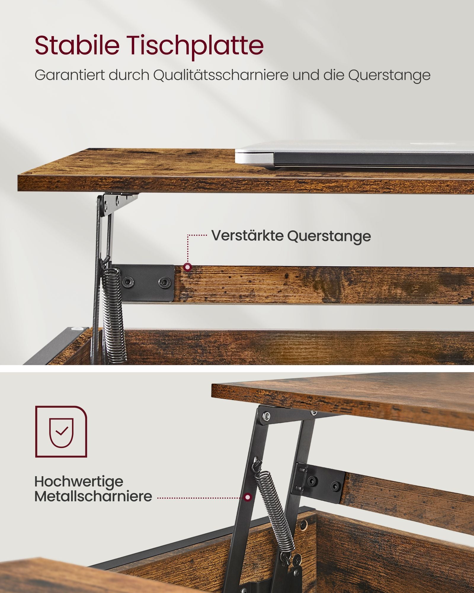 Höhenverstellbarer Kaffeetisch 60 x 100 x (48-62) cm