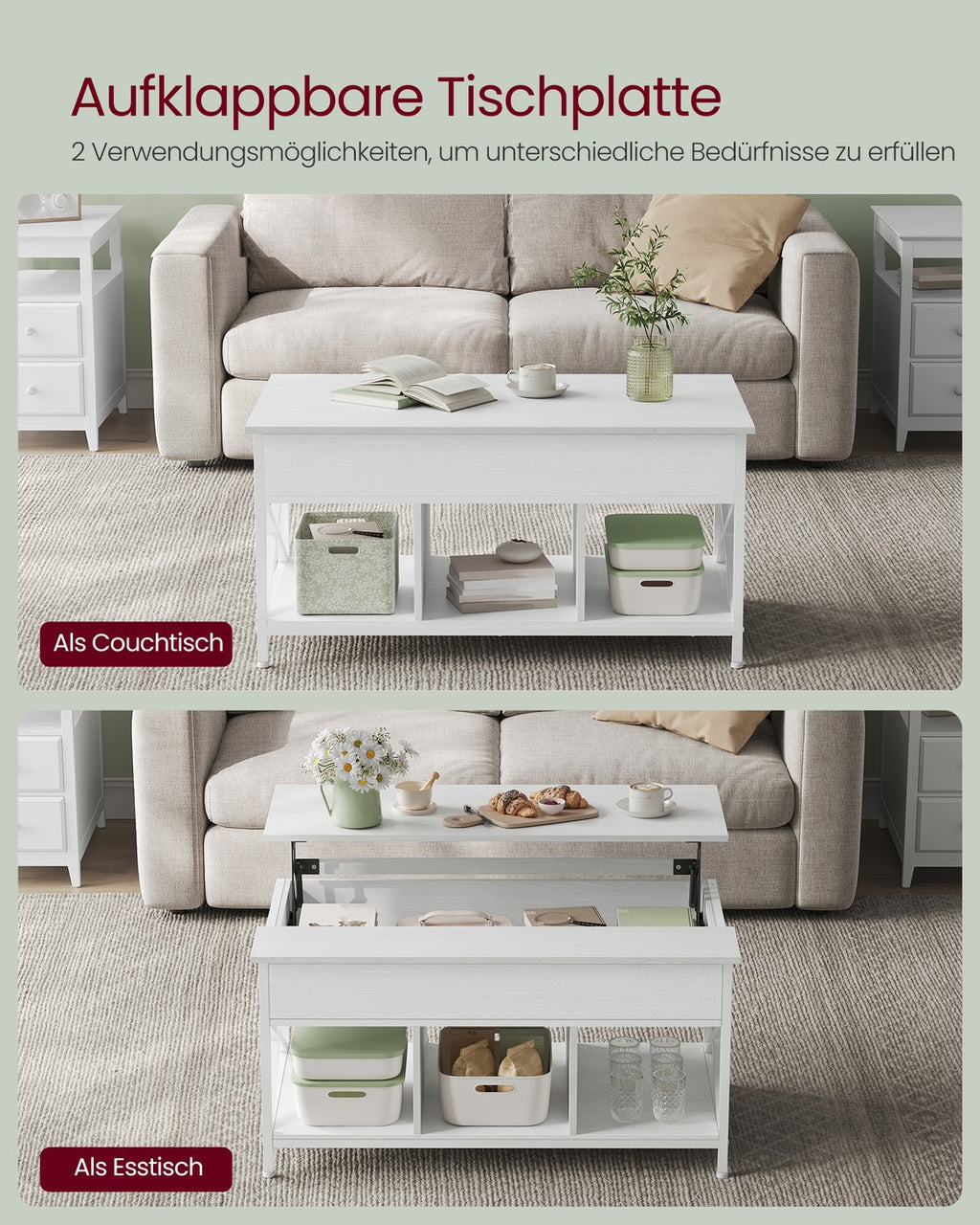 Couchtisch höhenverstellbarer Wohnzimmertisch
