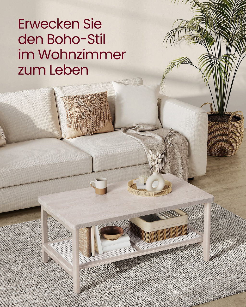 Couchtisch 2 Ebenen mit abgerundeten Ecken