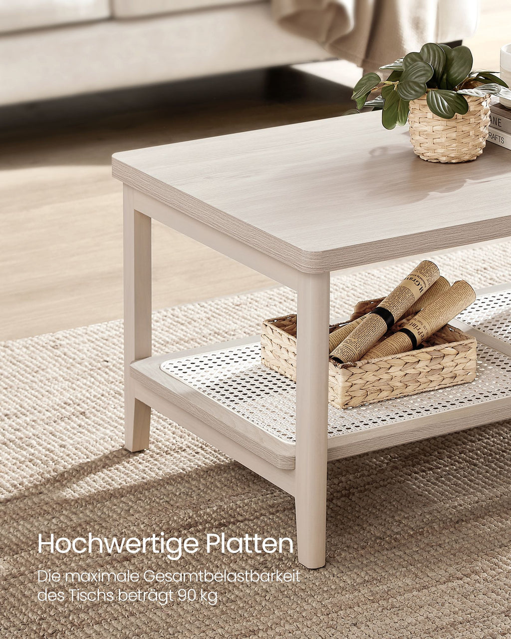 Couchtisch 2 Ebenen mit abgerundeten Ecken