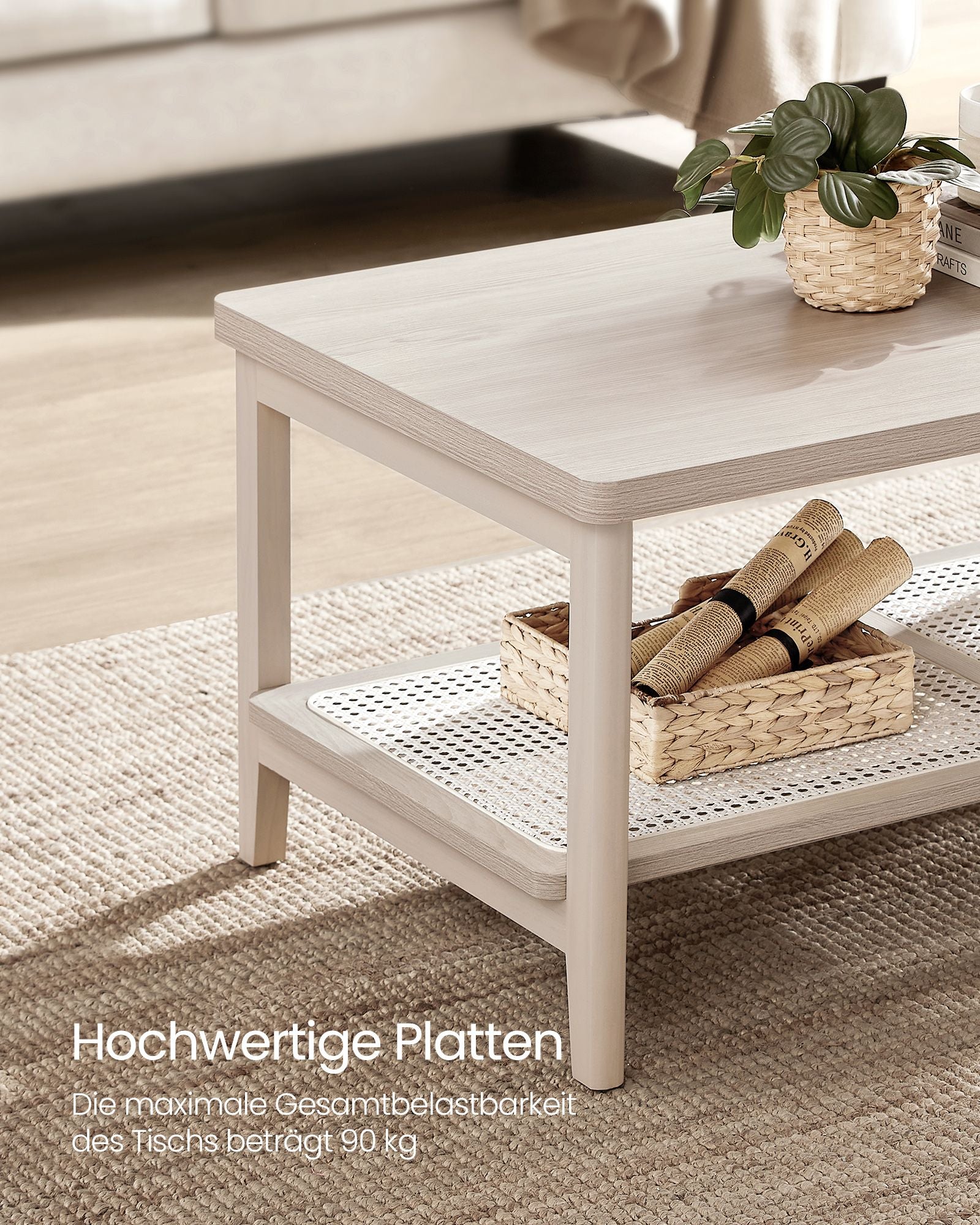 Couchtisch 2 Ebenen mit abgerundeten Ecken