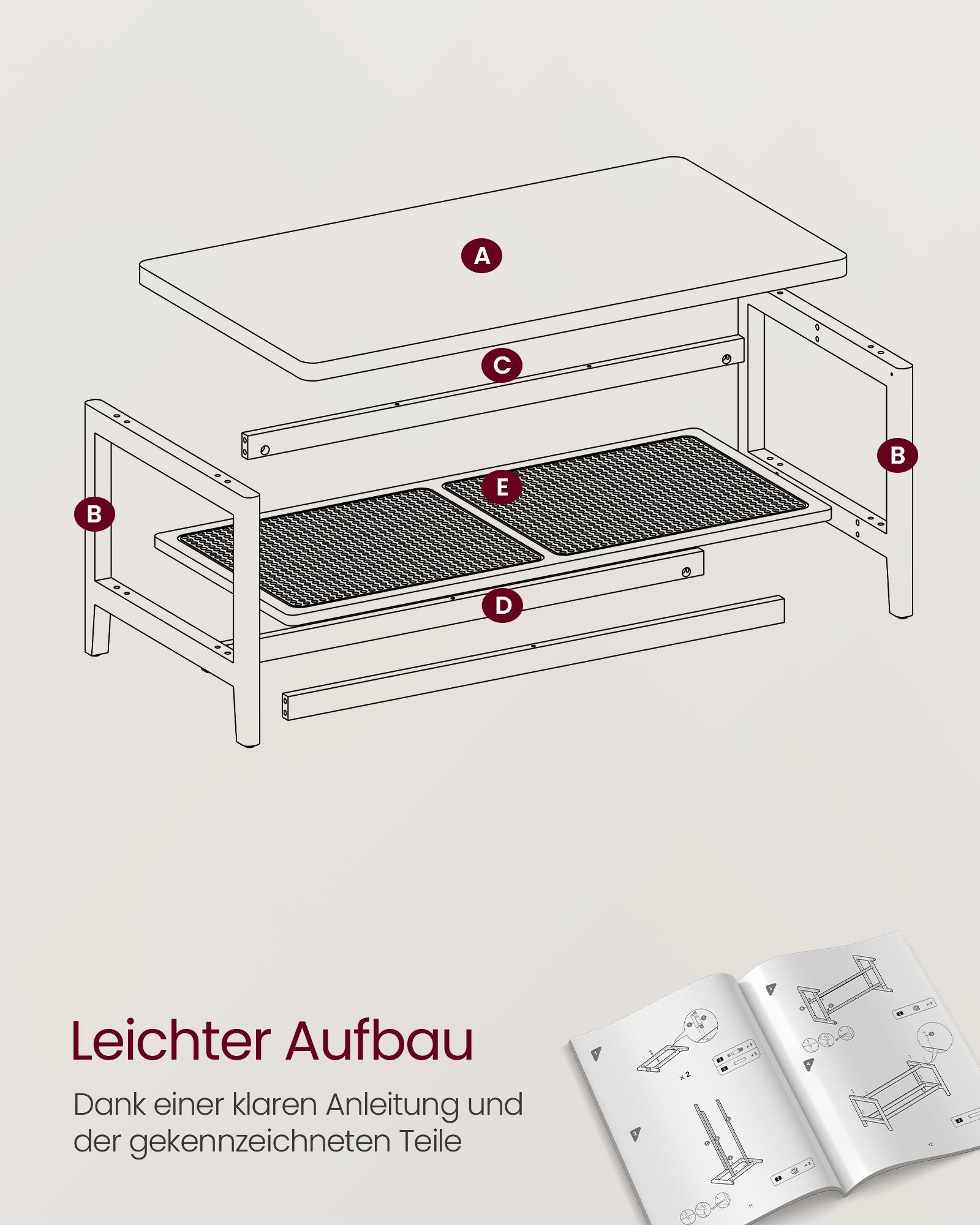 Couchtisch 2 Ebenen mit abgerundeten Ecken