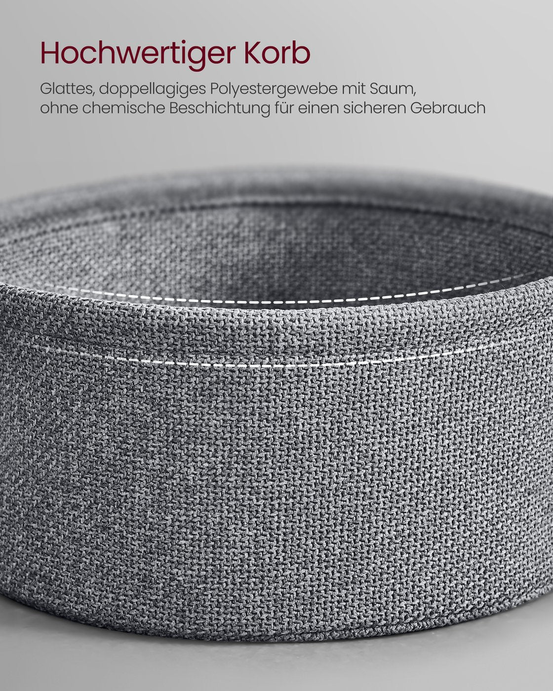Couchtisch mit Korb aus Stoff tintenschwarz-schiefergrau