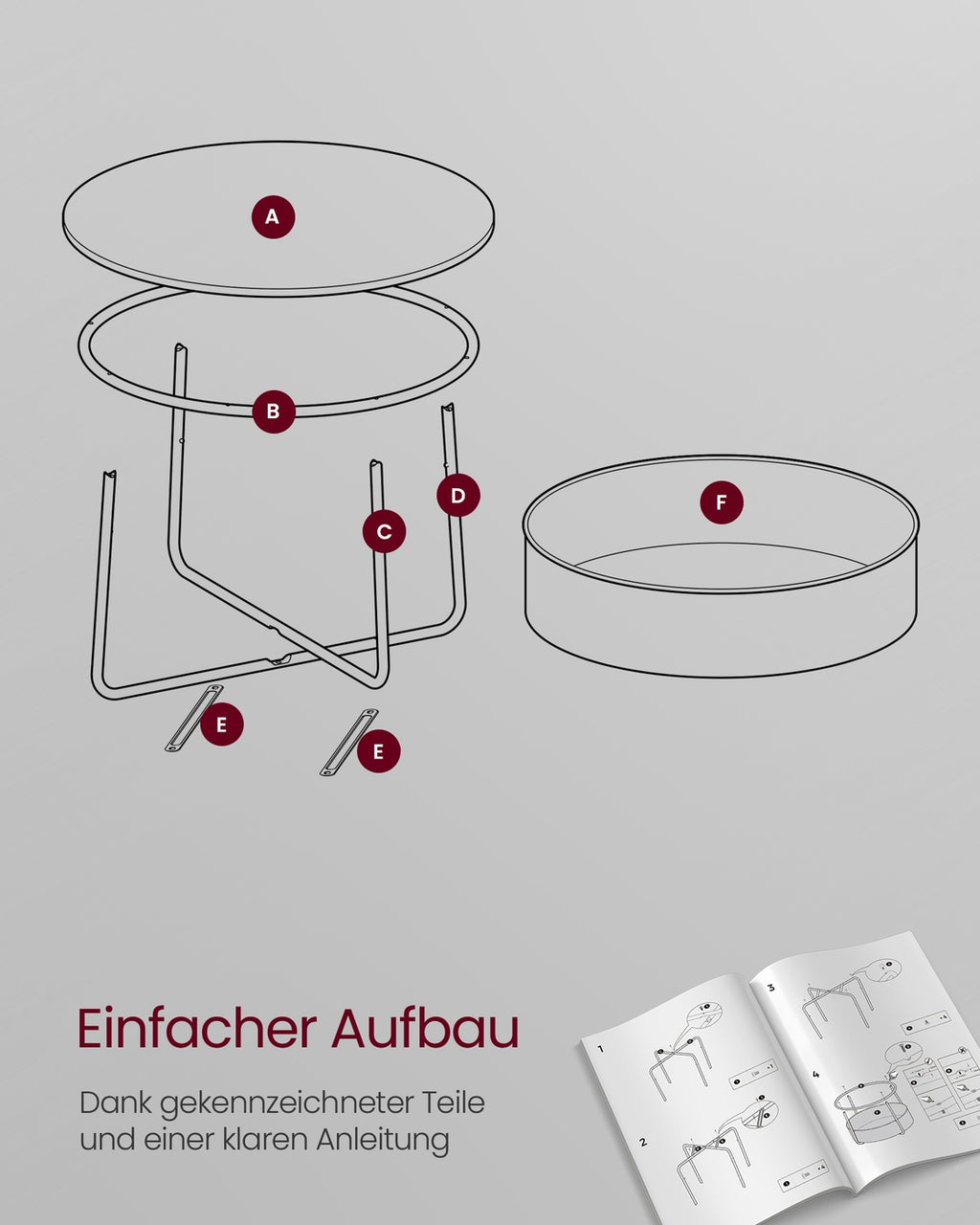 Couchtisch mit Korb aus Stoff tintenschwarz-schiefergrau
